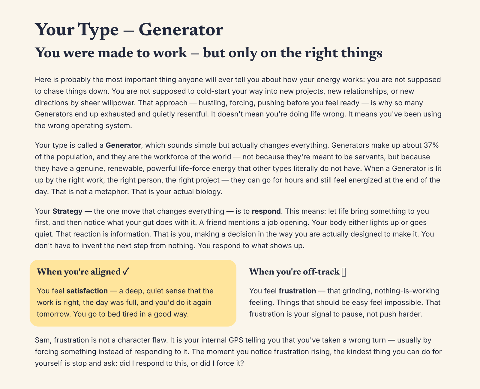 Example Human Design Blueprint — page 2 of 6
